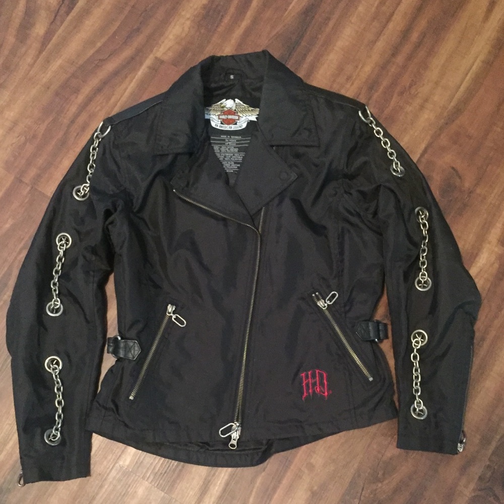 Authentic Harley-Davidson Black Jacket with Chains